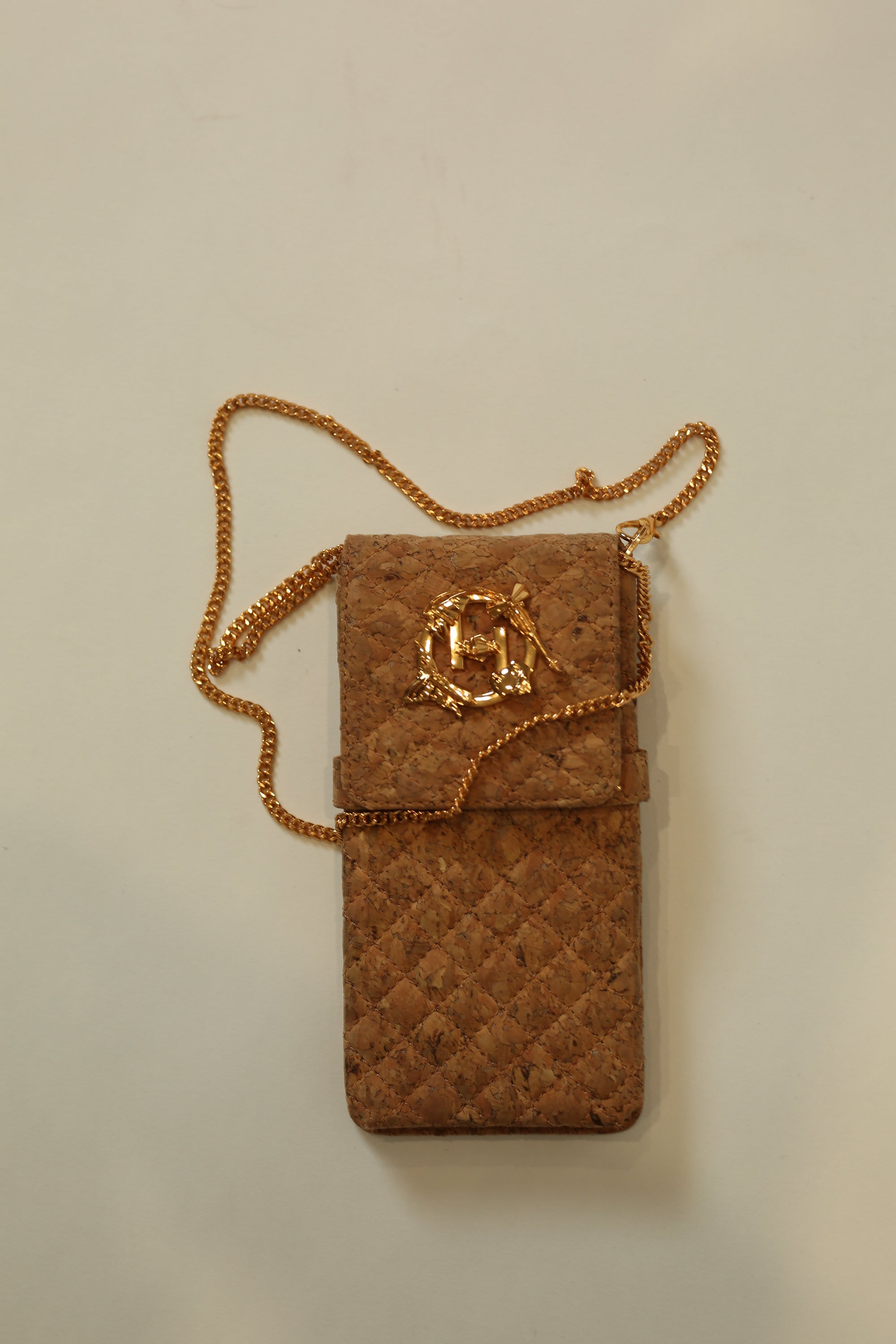 The OH V Birdy Phone Bag - Cork Beige