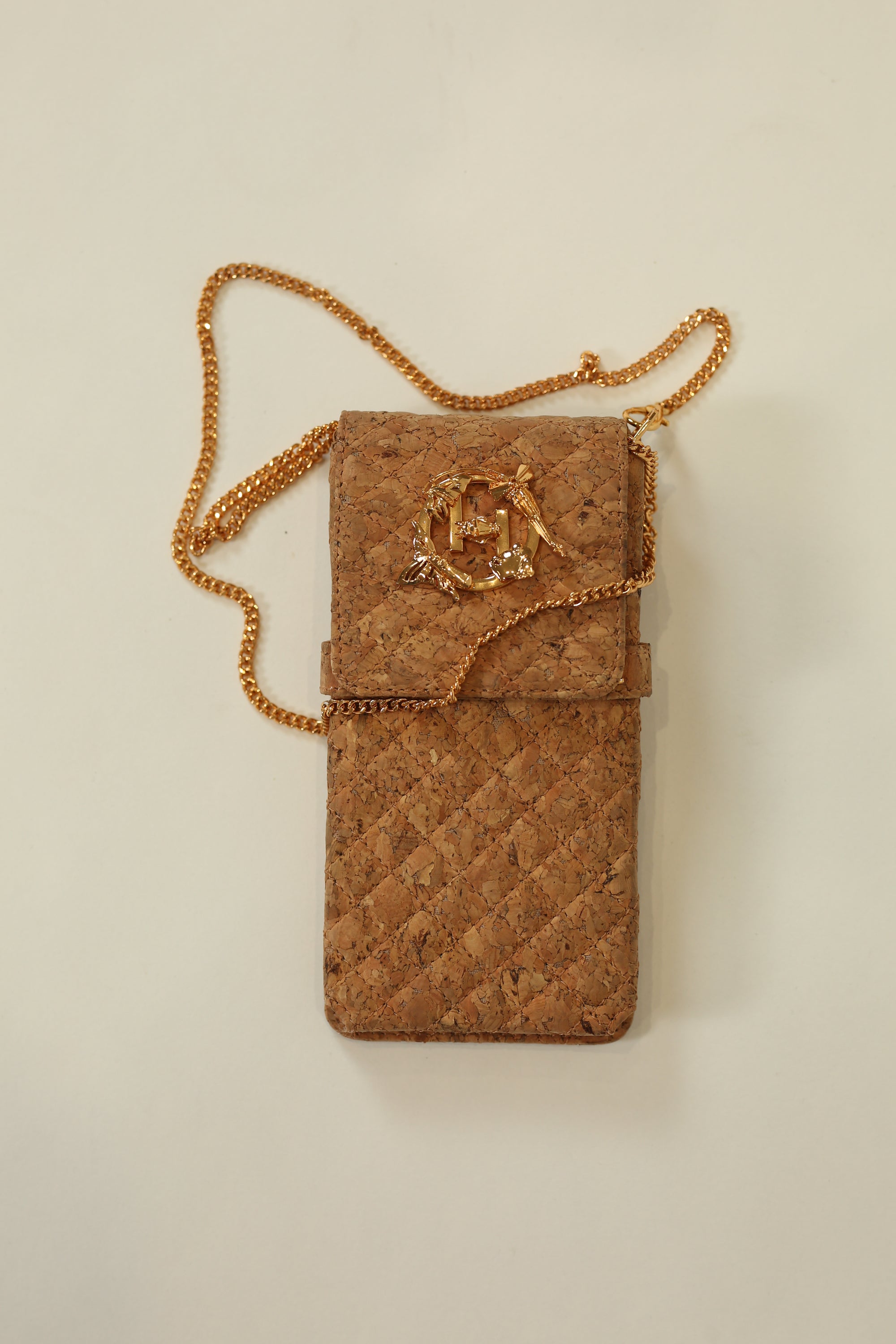 The OH V Birdy Phone Bag - Cork Beige
