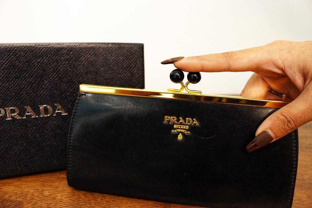 Prada Vintage Black Leather Wallet