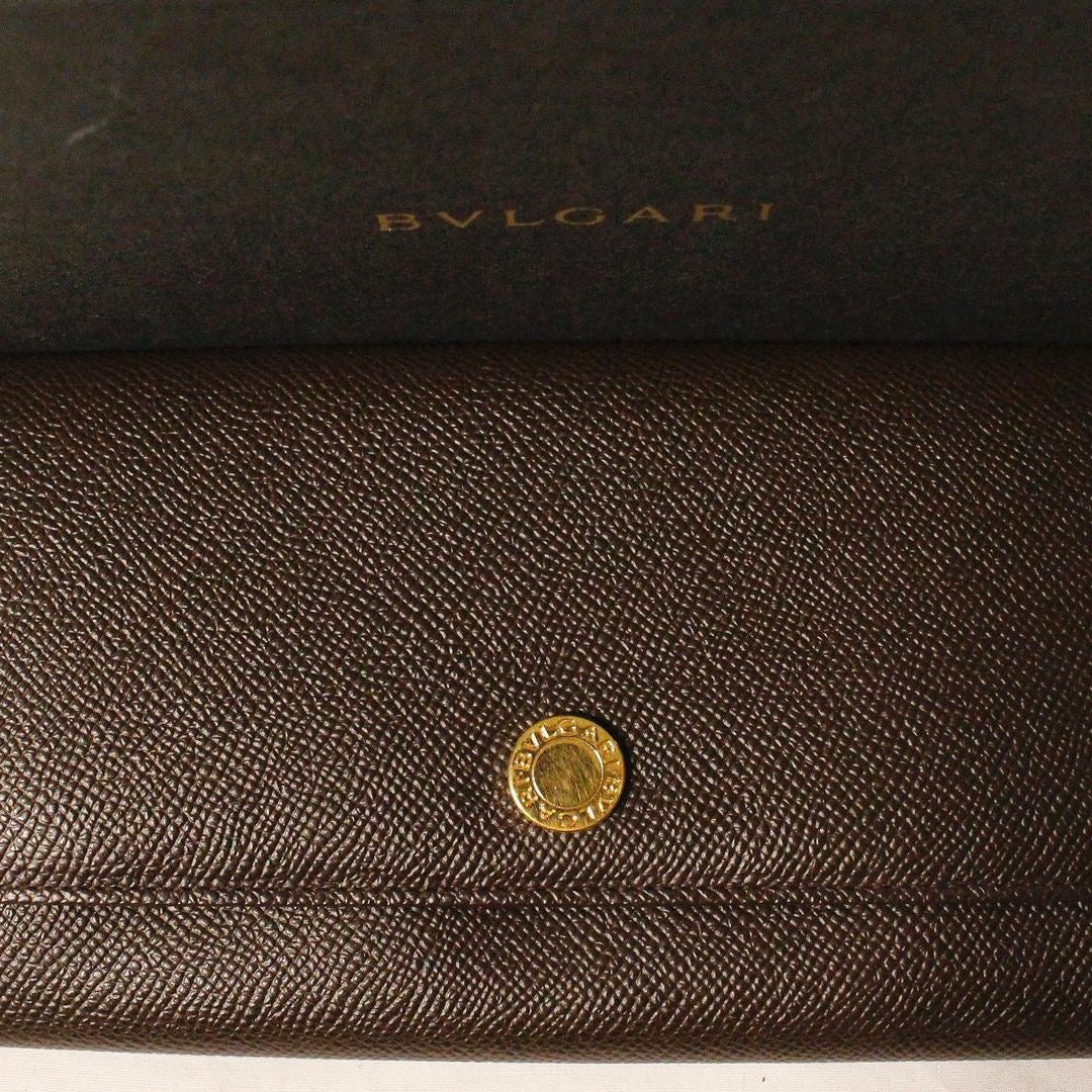 Bvlgari Brown Leather H/W Flap Long Wallet