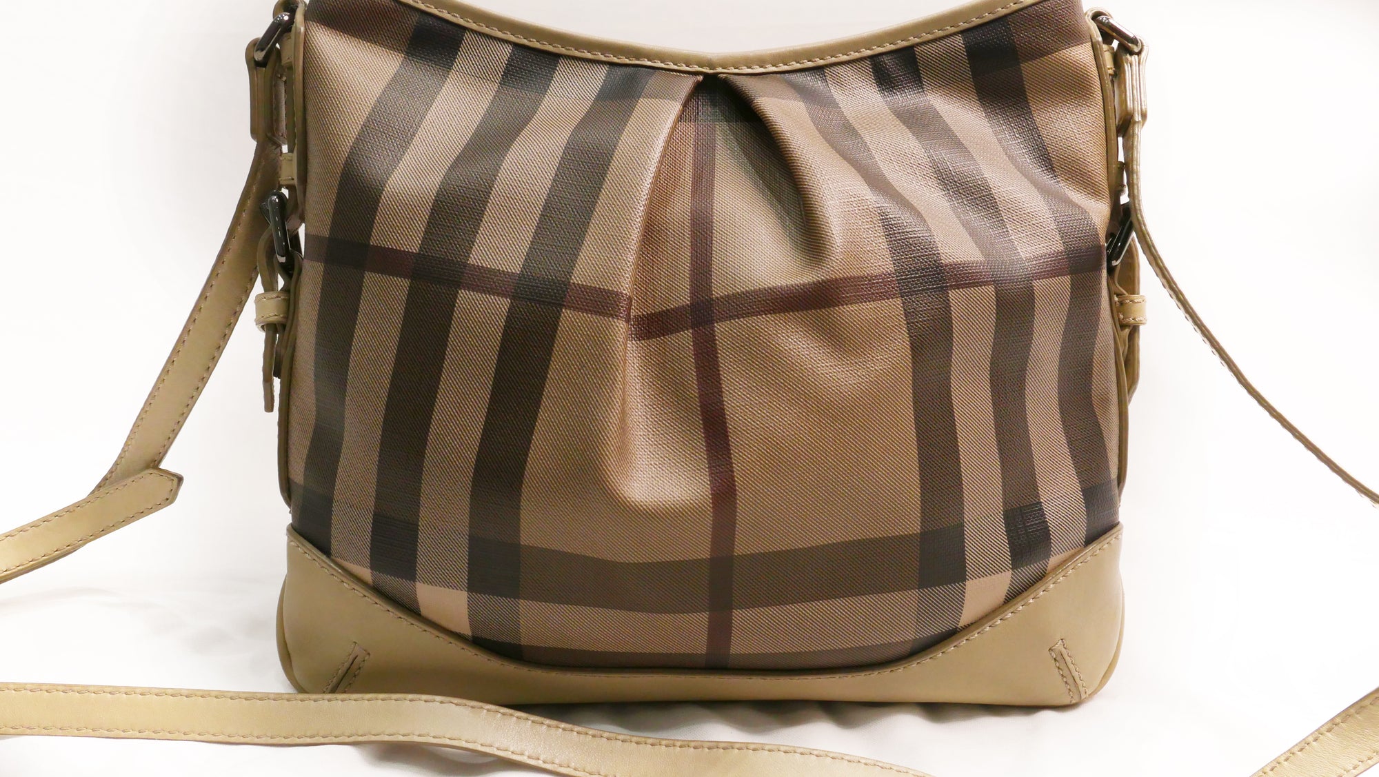 Burberry Beige Smoked Check PVC & Leather Hartham Crossbody Medium
