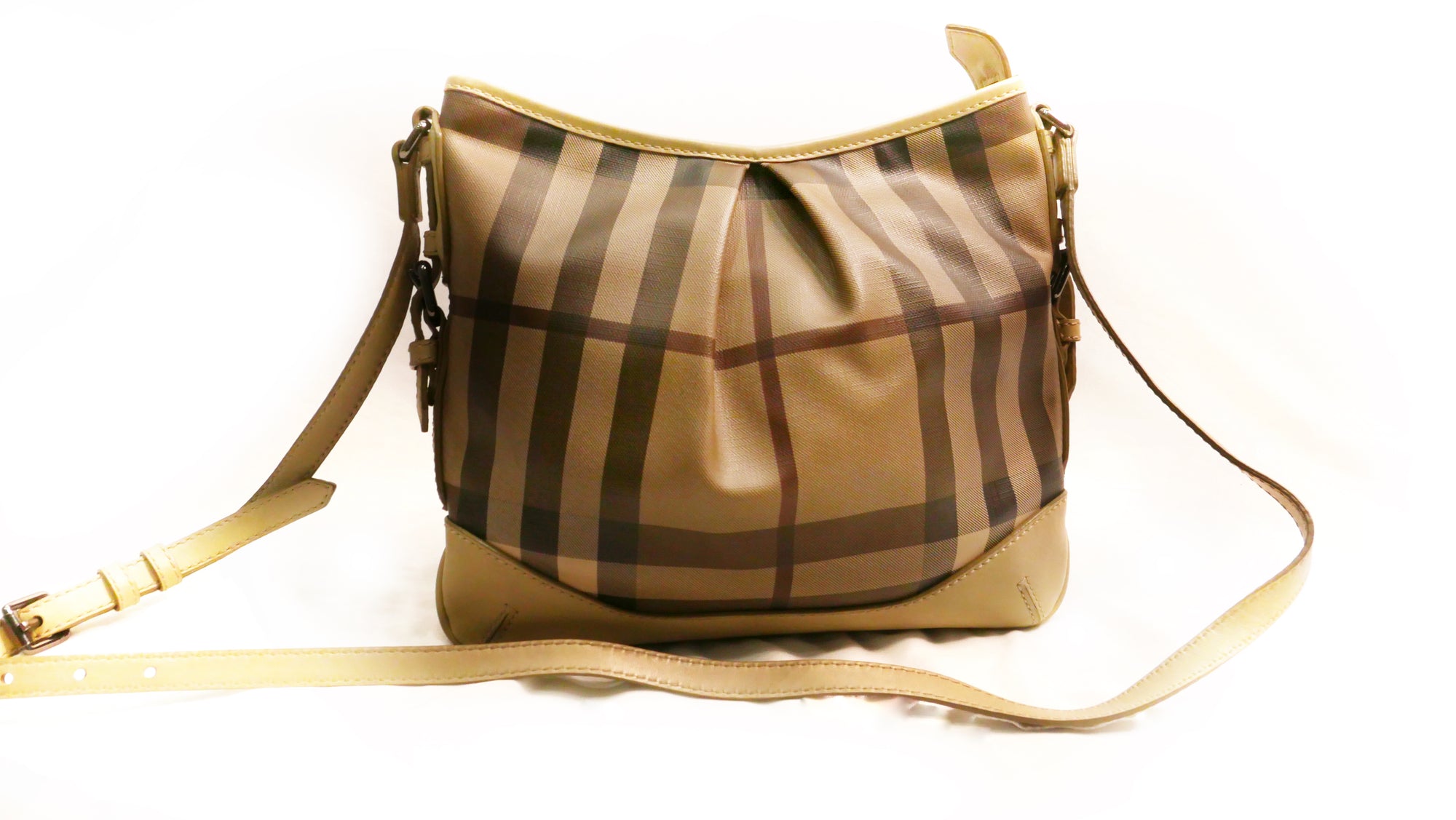 Burberry Beige Smoked Check PVC & Leather Hartham Crossbody Medium